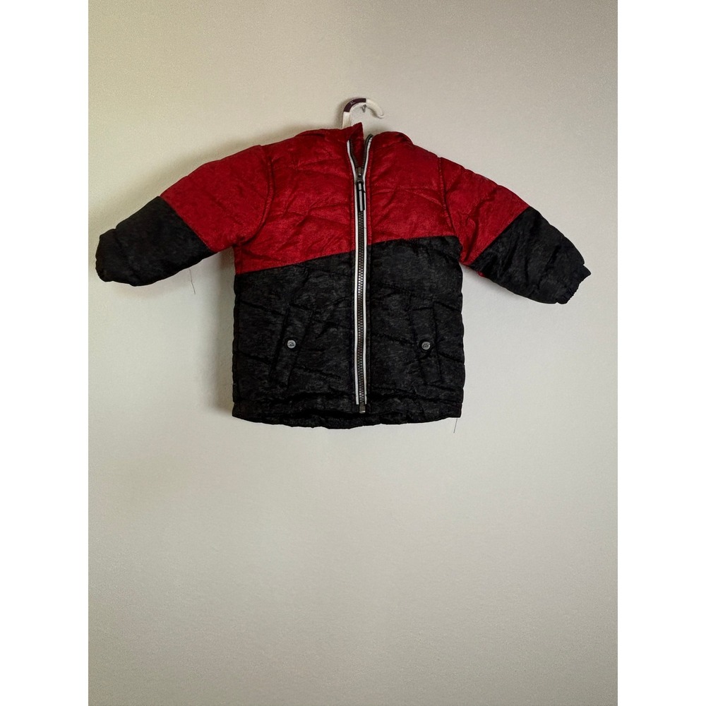 Pacific Trail Toddler Boys Red Charcoal Grey Hooded Puffer Jacket 18M